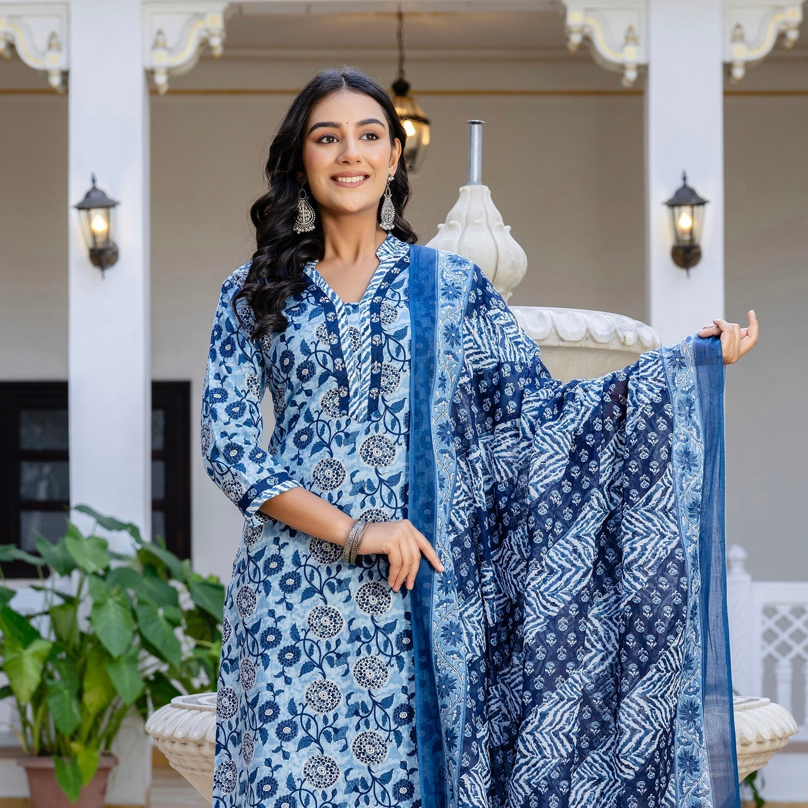 Indigo Blue Cotton Kurta Set for Women