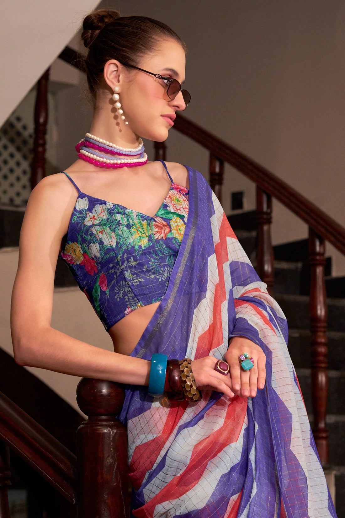Palatinate Purple Woven Linen Saree Online