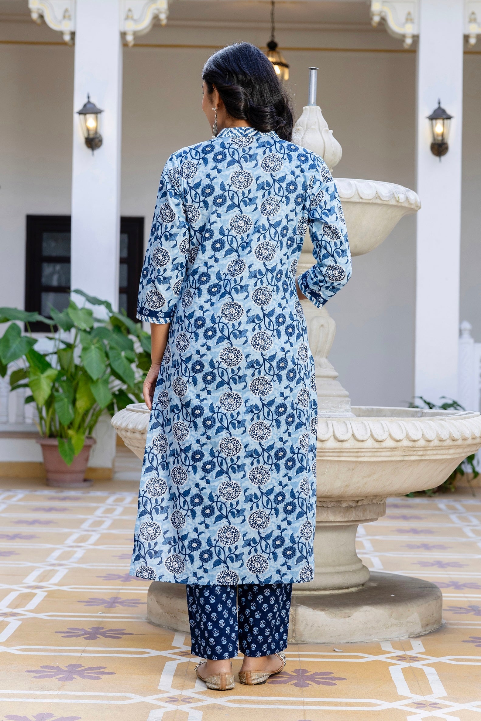 Indigo Blue Cotton Kurta Set for Women