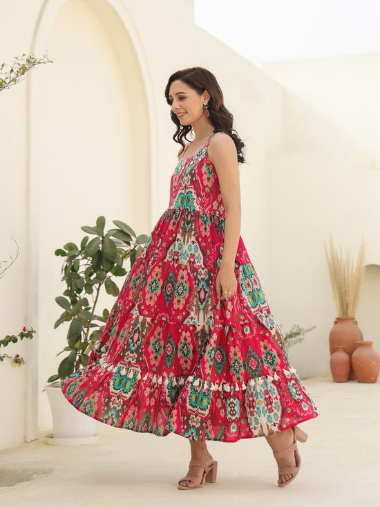 Women Pink Printed Pure Cotton Ethnic Dress