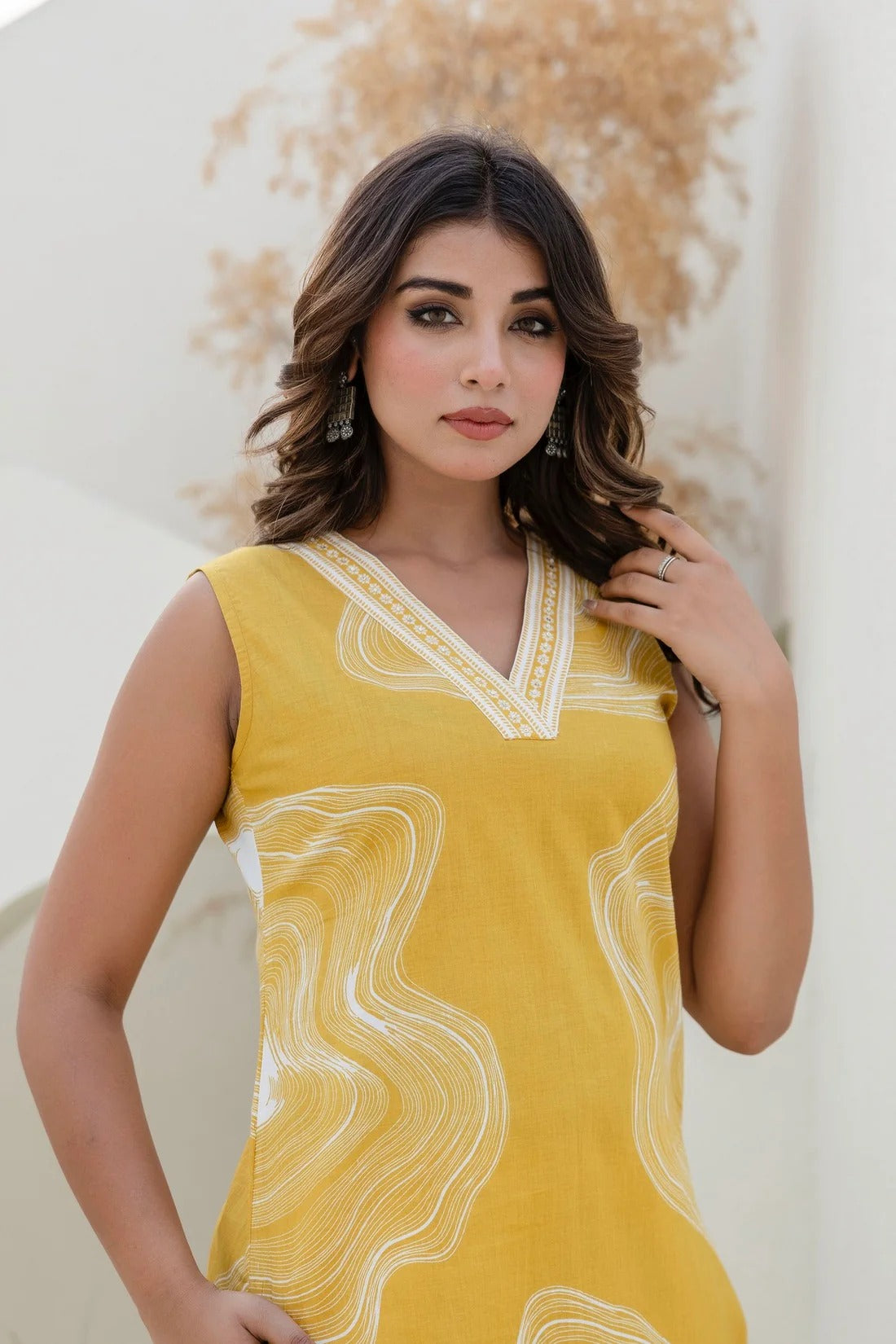 Mustard Yellow Straight Kurta with Trousers Coord Set