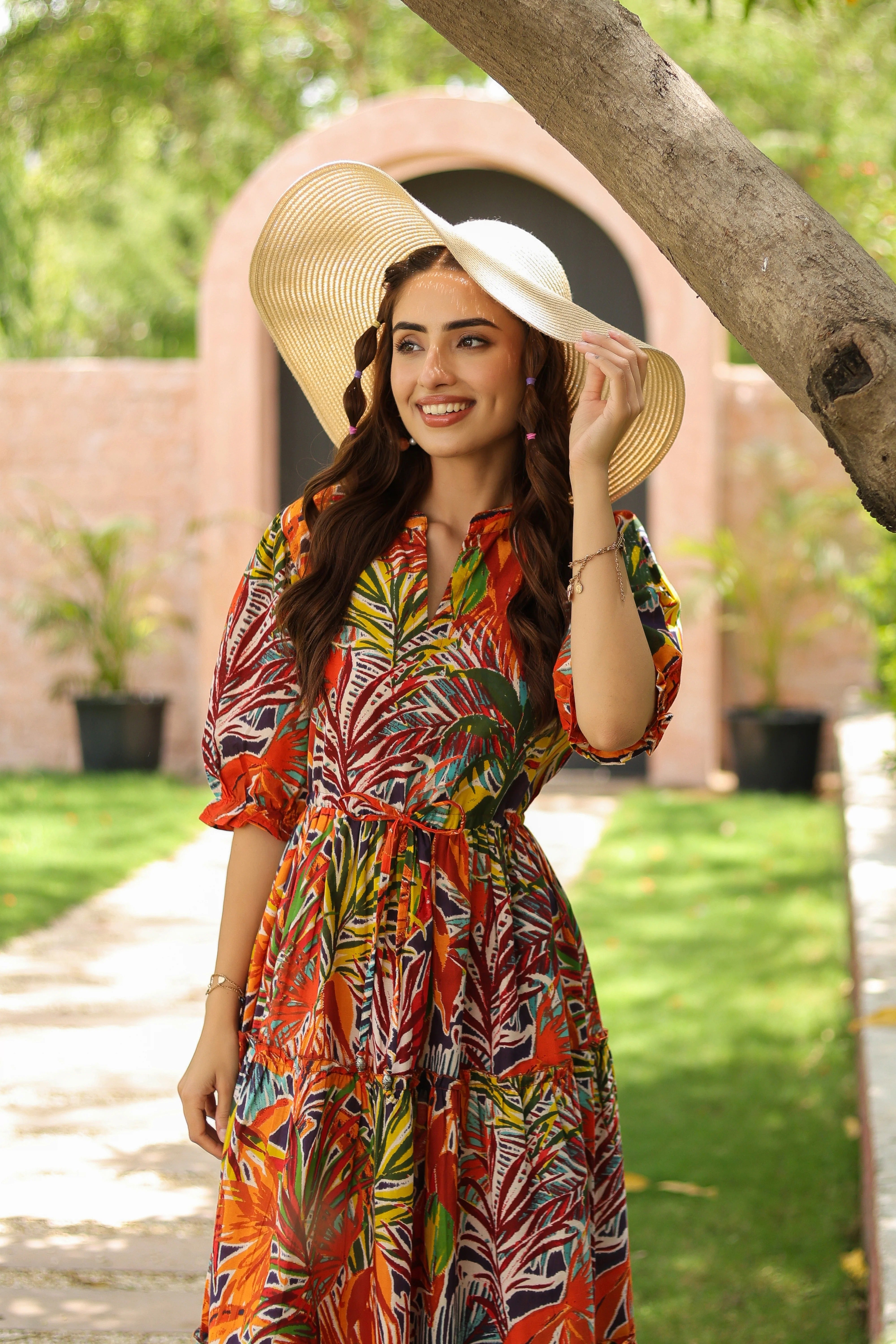 Women Printed Pure Cotton Fit & Flared Ethnic Dress
