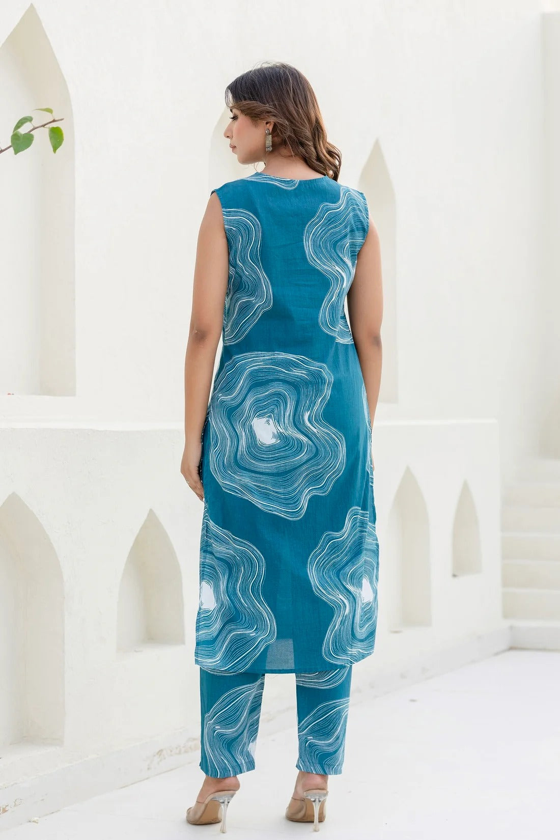Turquoise Blue Straight Kurta with Trousers Coord Set